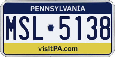 PA license plate MSL5138