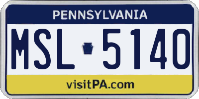 PA license plate MSL5140