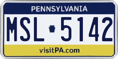 PA license plate MSL5142