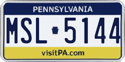 PA license plate MSL5144