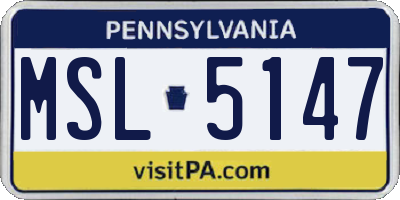 PA license plate MSL5147