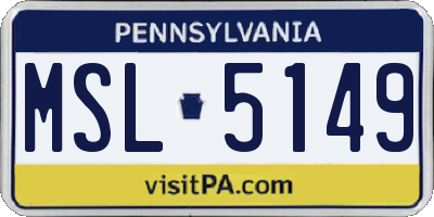 PA license plate MSL5149