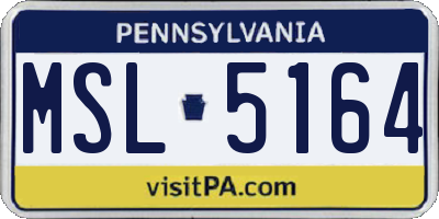 PA license plate MSL5164