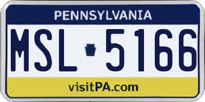 PA license plate MSL5166