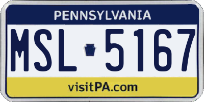 PA license plate MSL5167