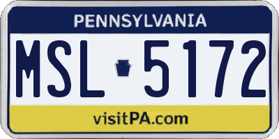 PA license plate MSL5172