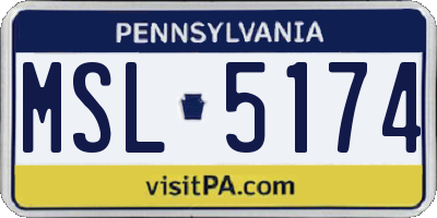 PA license plate MSL5174