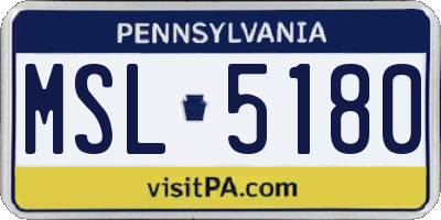 PA license plate MSL5180