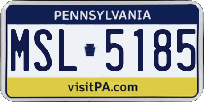 PA license plate MSL5185