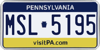 PA license plate MSL5195
