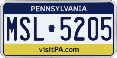 PA license plate MSL5205