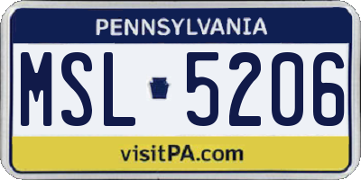 PA license plate MSL5206