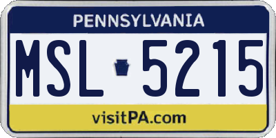 PA license plate MSL5215