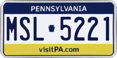 PA license plate MSL5221