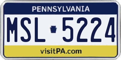 PA license plate MSL5224