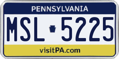 PA license plate MSL5225