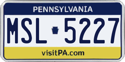 PA license plate MSL5227