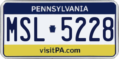 PA license plate MSL5228