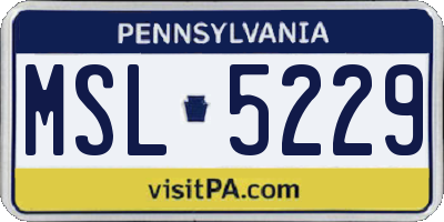 PA license plate MSL5229