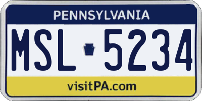 PA license plate MSL5234