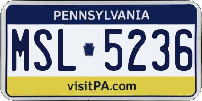 PA license plate MSL5236