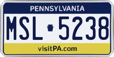 PA license plate MSL5238