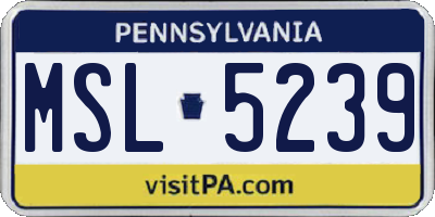 PA license plate MSL5239
