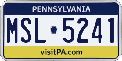 PA license plate MSL5241