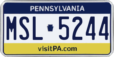 PA license plate MSL5244