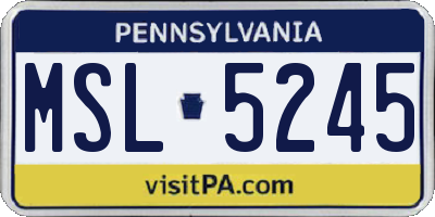 PA license plate MSL5245