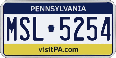 PA license plate MSL5254