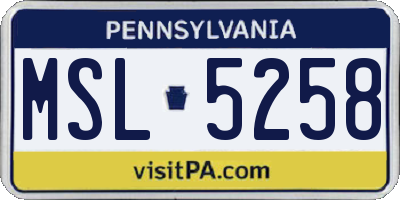 PA license plate MSL5258
