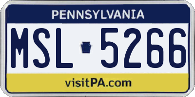 PA license plate MSL5266