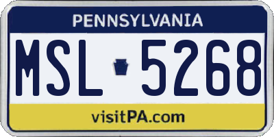 PA license plate MSL5268