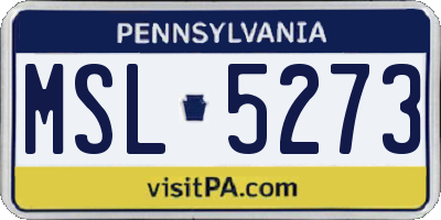 PA license plate MSL5273