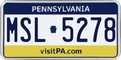 PA license plate MSL5278