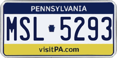 PA license plate MSL5293