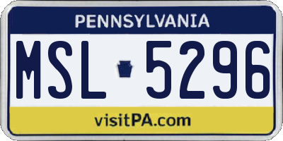 PA license plate MSL5296