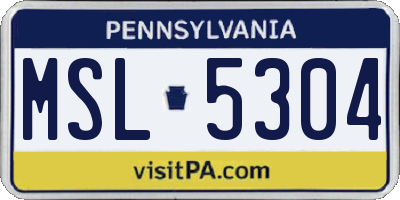 PA license plate MSL5304