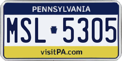 PA license plate MSL5305