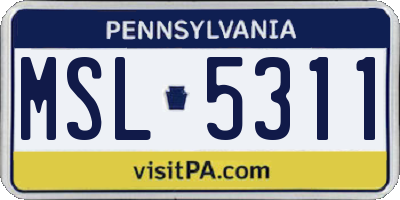 PA license plate MSL5311