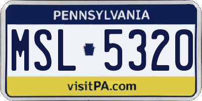 PA license plate MSL5320