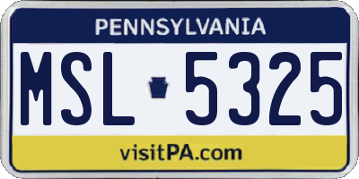PA license plate MSL5325