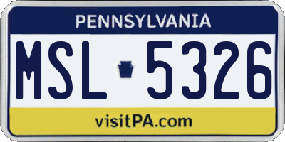 PA license plate MSL5326
