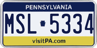 PA license plate MSL5334