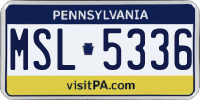PA license plate MSL5336