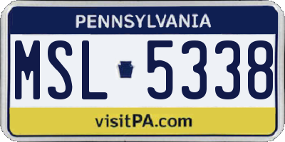 PA license plate MSL5338