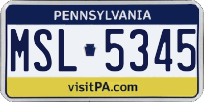 PA license plate MSL5345