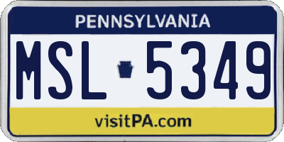 PA license plate MSL5349