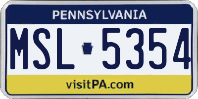 PA license plate MSL5354